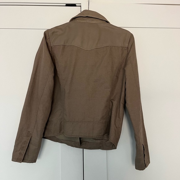 Lucky Brand Leather/Linen Moto Jacket Taupe | Size M - Picture 3 of 6